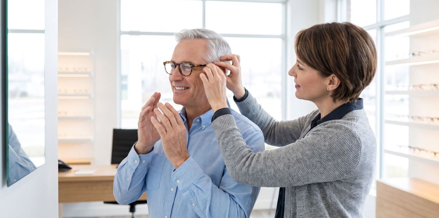 Optometry patient trying some Sequel Lenses LEC